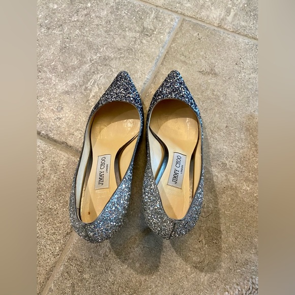 Jimmy Choo Romy 60 Navy/Silver gradient pair for sale! Barely worn. - Picture 4 of 10